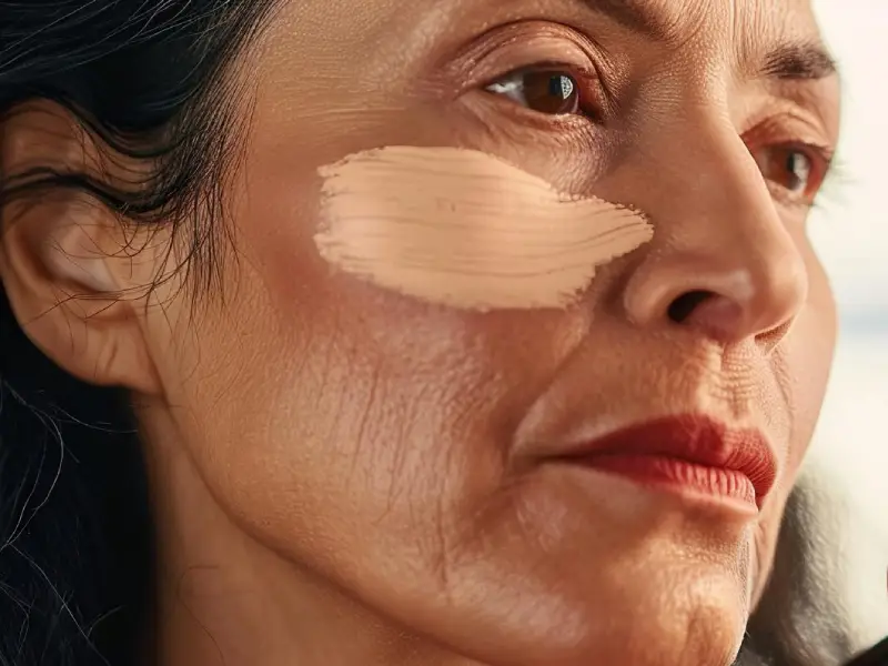 base para pele madura em mulher