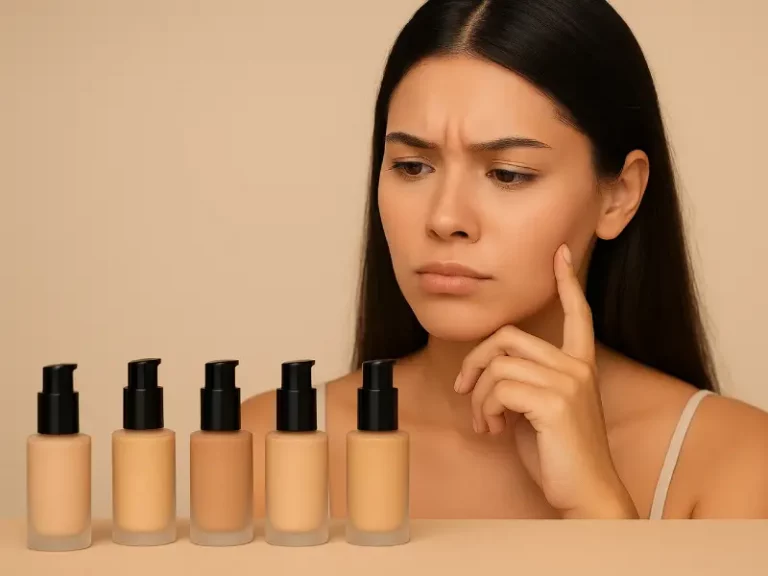 mulher indecisa sobre que base escolher