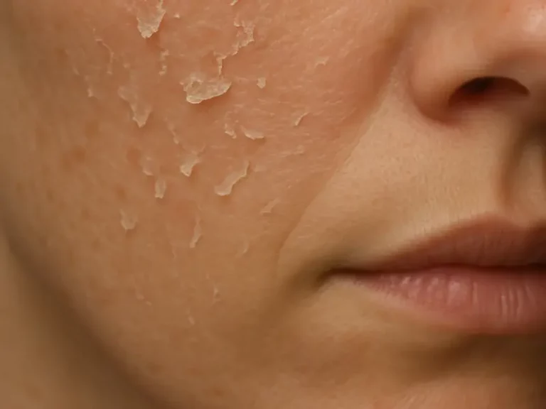 foto próxima de um rosto com pele desidratada