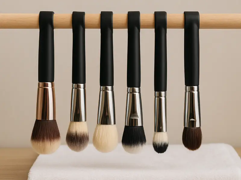 pincéis de maquilhagem a secar