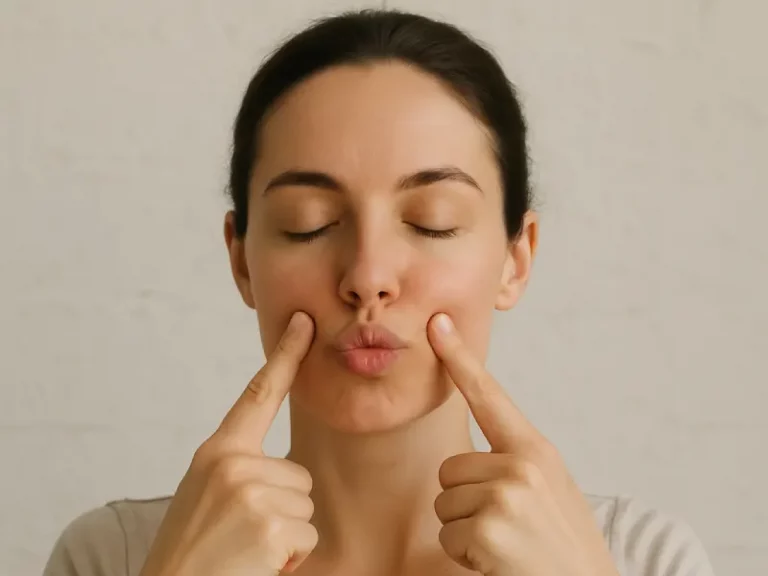 mulher a fazer yoga facial