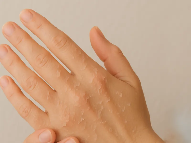 pele das maos a escamar