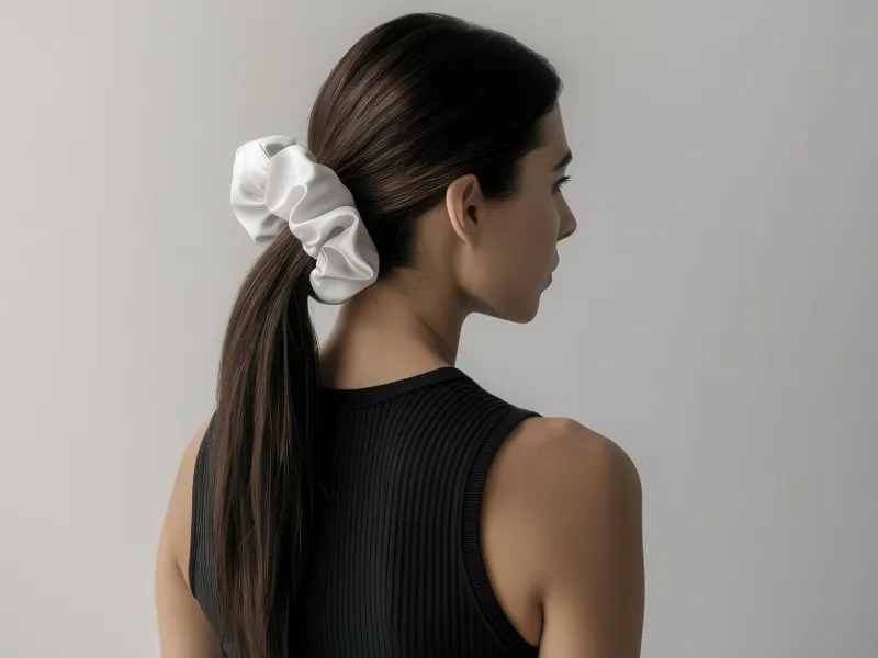 um rabo de cabalo com scrunchie para dormir 